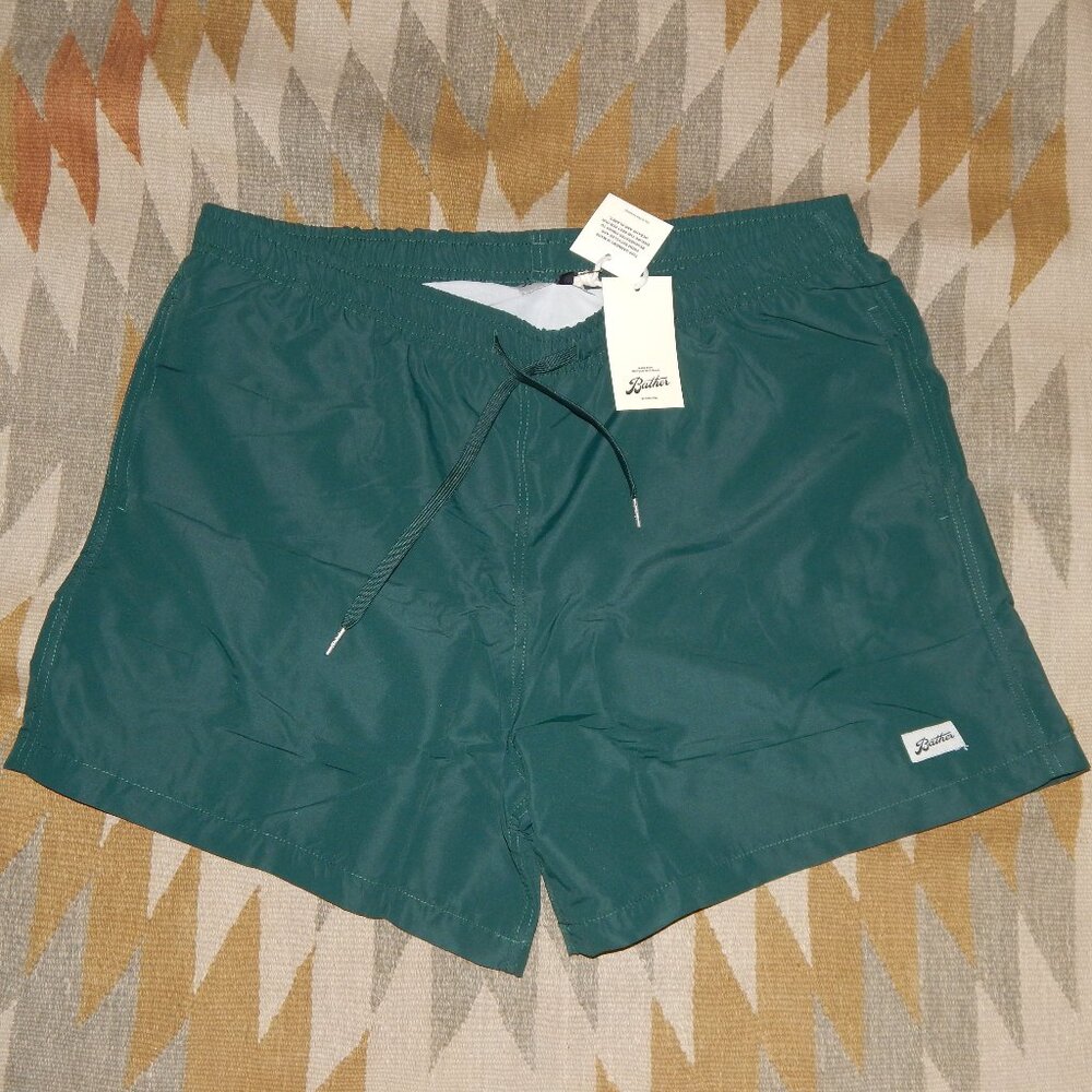 NWT Bather - Men's XL Solid Pine Green Swim Trunks Bathing Suit 5" Inseam